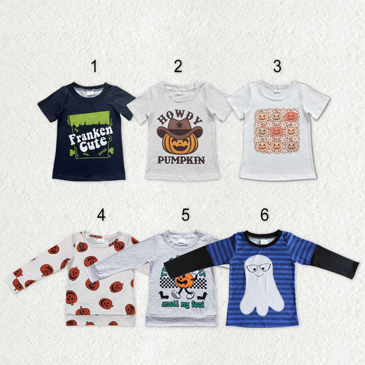 Sibling Baby Boys Girls Ghosts Pumpkins Halloween Tee Shirts Top