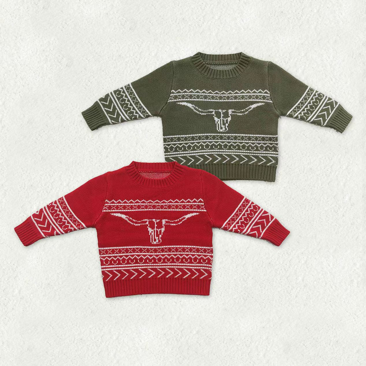 Sibling Baby Boys Western Cows Woolen Sweaters