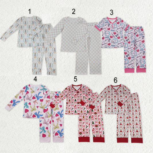 Sibling Adult Women Long Sleeve Bows Santa Pants Pajamas Sets