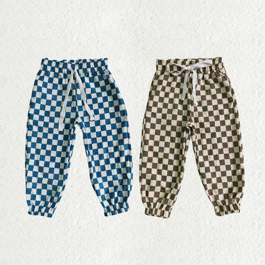 Sibling Baby Boys Checked Tie Cotton Jogger Pants