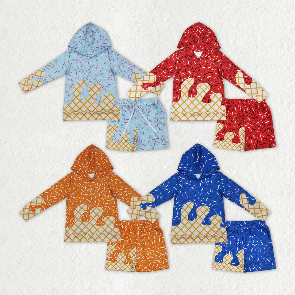 Sibling Baby Boys Sprinkles Drip Hoodies Top Shorts Team Clothes Sets