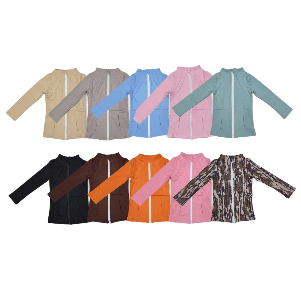 Sibling Baby Girls Long Sleeve Yoga Active Zipper Pockets Jackets Top