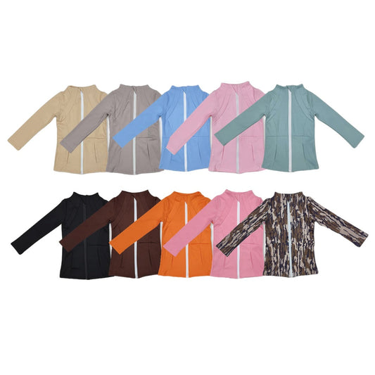Sibling Baby Girls Long Sleeve Yoga Active Zipper Pockets Jackets Top