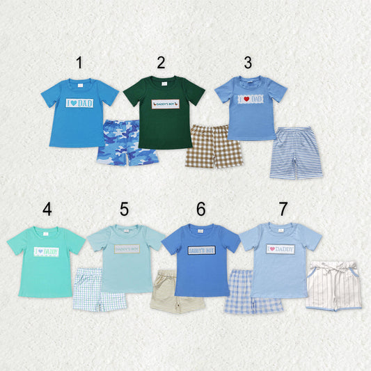 Sibling Baby Boys I love Dad Summer Shorts Clothes Sets