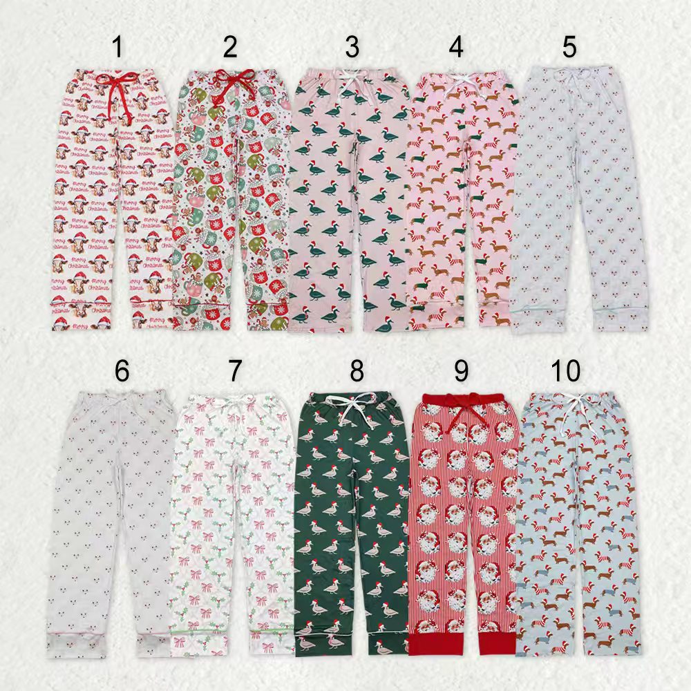 Sibling Adult Men Women Santa Cows Holly Checked Christmas Pajamas Flare Pants