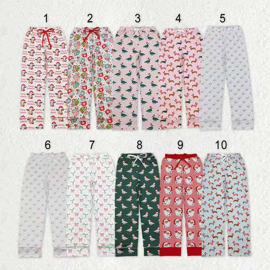 Sibling Adult Men Women Santa Cows Holly Checked Christmas Pajamas Flare Pants