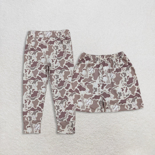 Sibling Baby Boys Khaki Camo Baseballs Pockets Team Legging Pants Shorts Bottom