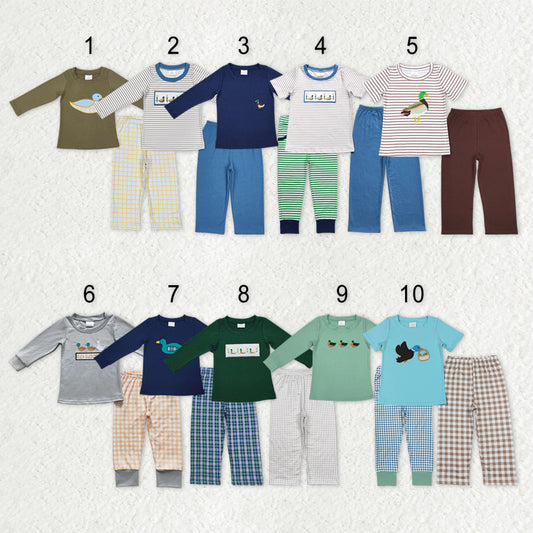 Sibling Baby Boys Embroidery Ducks Top Pockets Pants Hunting Clothes Sets
