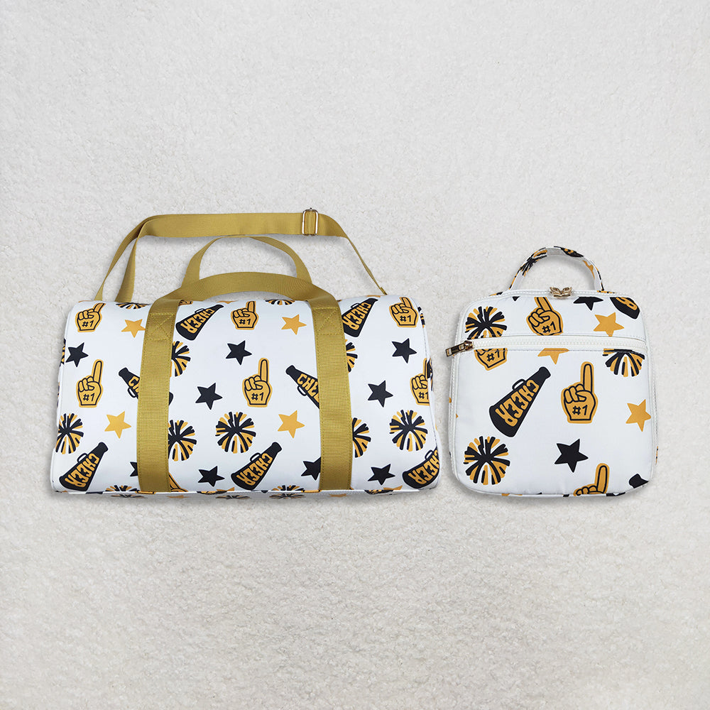 Sibling Gold Black Stars Cheer Team Gym Bags Lunch Boxes
