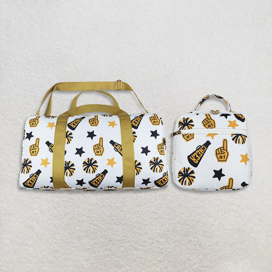 Sibling Gold Black Stars Cheer Team Gym Bags Lunch Boxes