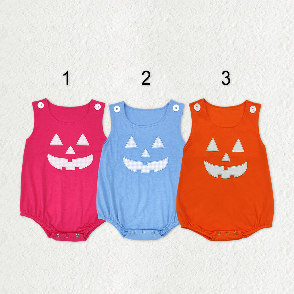 Sibling Baby Boys Girls Embroidery Ghosts Pumpkins Halloween Rompers