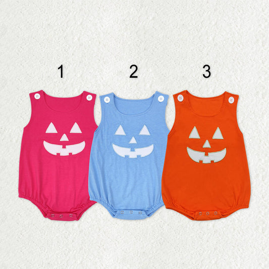 Sibling Baby Boys Girls Embroidery Ghosts Pumpkins Halloween Rompers