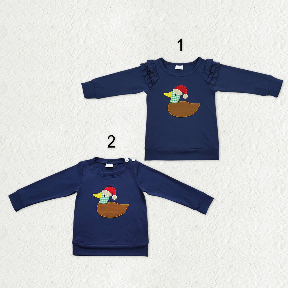 Sibling Baby Boys Girls Embroidery Hat Duck Christmas Tee Shirts Top