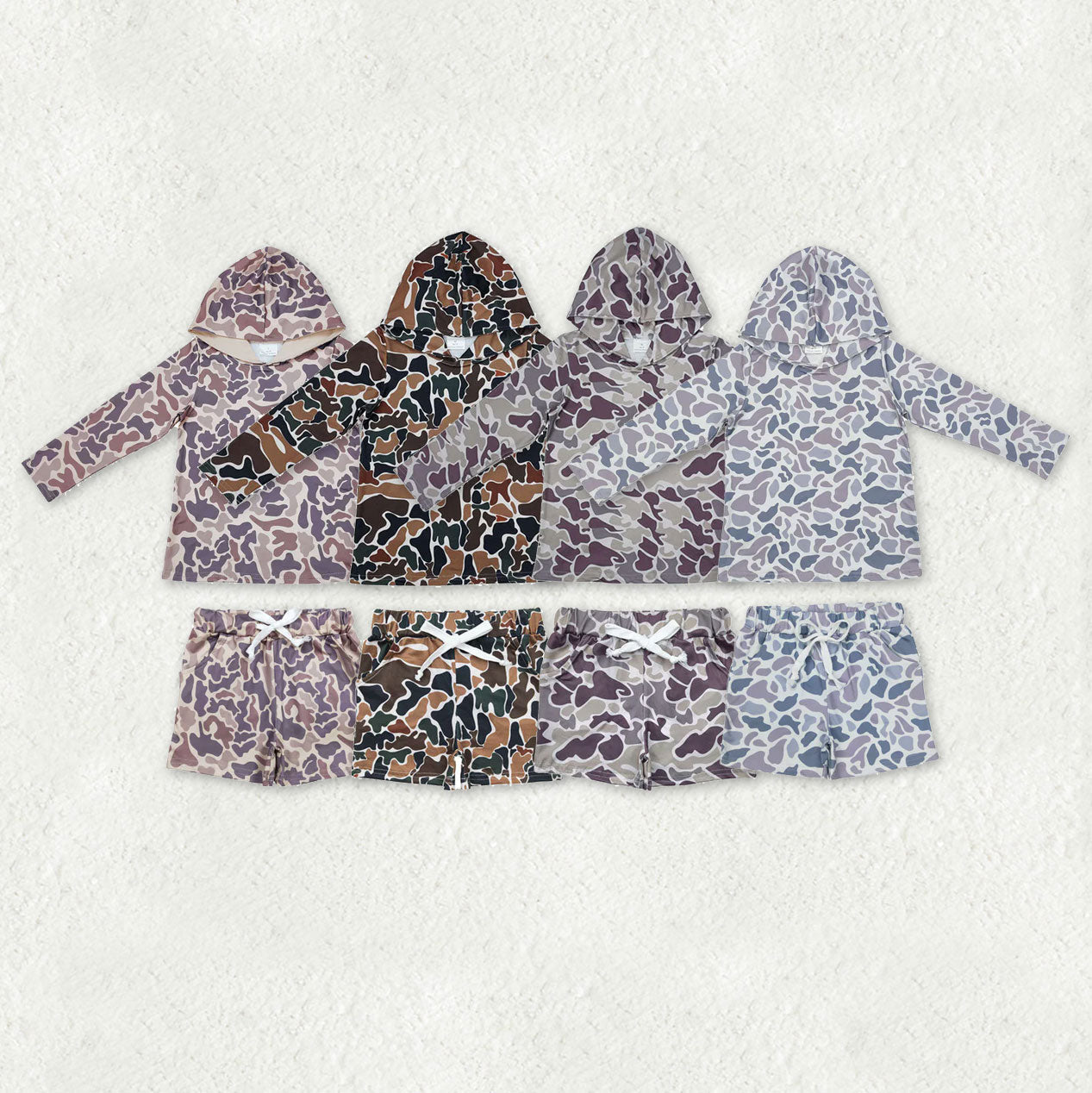 Sibling Baby Boys Camo Hoodies Top Pockets Shorts Southern Clothes Sets