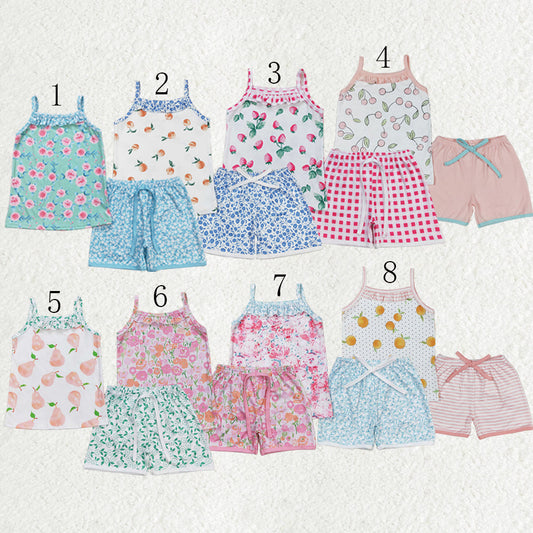 Sibling Baby Girls Straps Floral Top Shorts Summer Clothes Sets