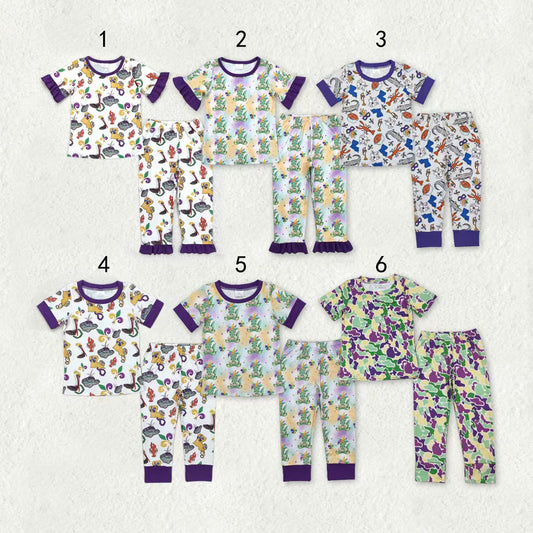 Sibling Baby Boys Girls Mardigras Top Pants Pajamas Sets