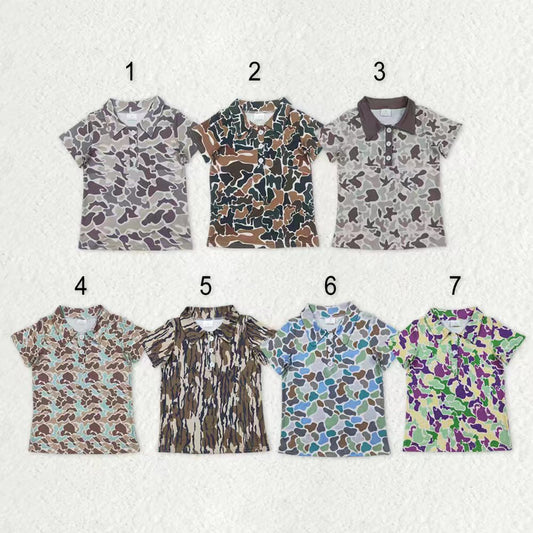 Sibling Baby Girls Short Sleeve Southern Hunting Camo Button Polo Shirts Top