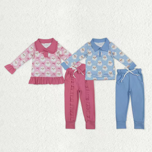 Sibling Baby Kids Santa Checked Zip Pullover Pockets Leggings Christmas Clothes Sets