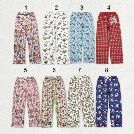 Sibling Adult Men Women Cartoon Green Faces Mouses Christmas Pajamas Flare Pants