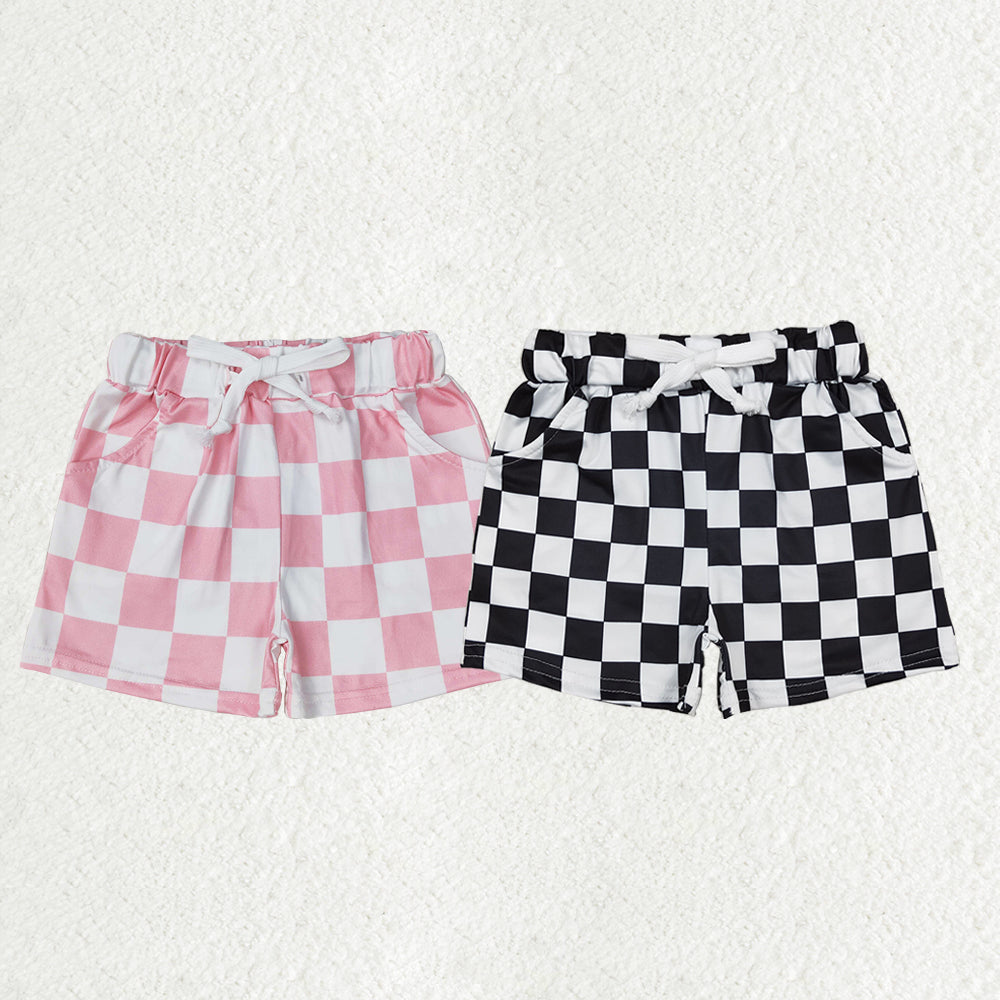 Sibling Baby Girls Pink Black Plaid Summer Shorts Bottoms