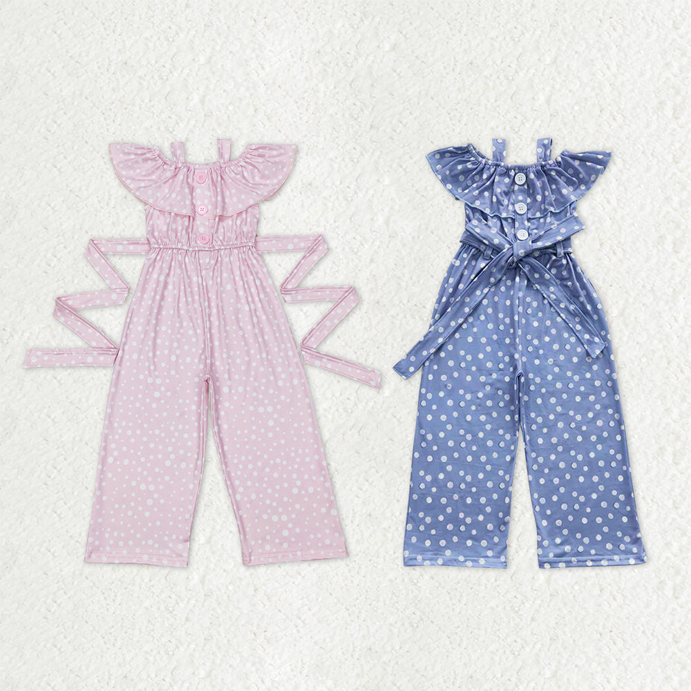Sibling Baby Girls Straps Button Polka Dots Pants Jumpsuits