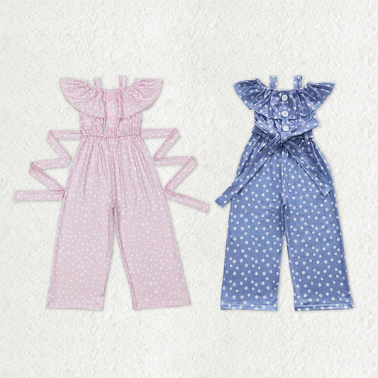 Sibling Baby Girls Straps Button Polka Dots Pants Jumpsuits
