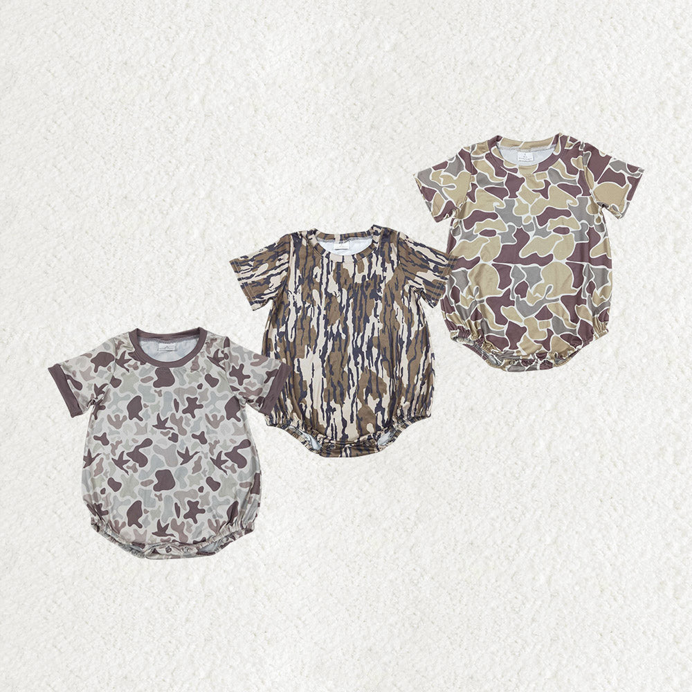 Sibling Baby Boys Short Sleeves Western Camo Rompers
