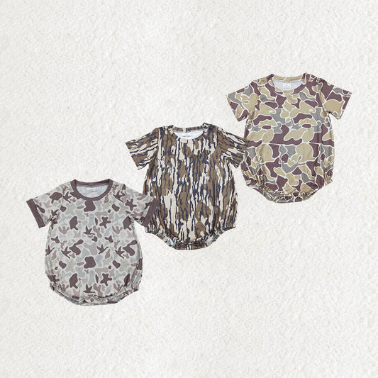 Sibling Baby Boys Short Sleeves Western Camo Rompers