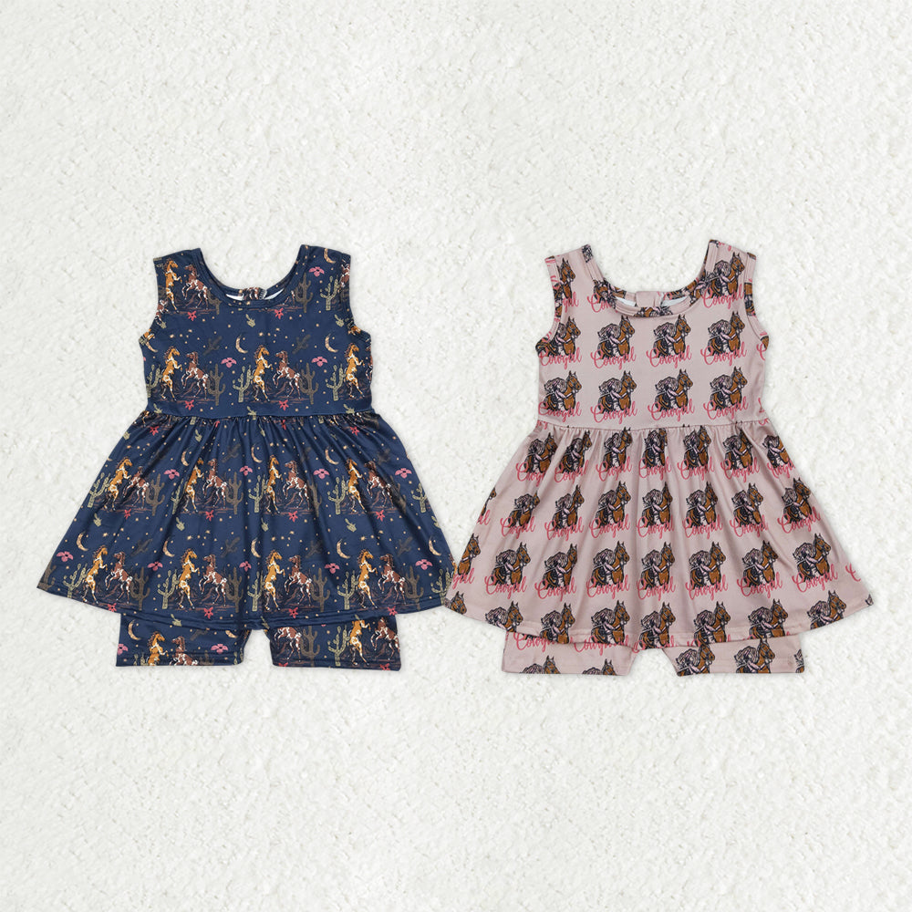 Sibling Baby Girls Sleeveless Back Zip Short Tunic Western Jumpsuits