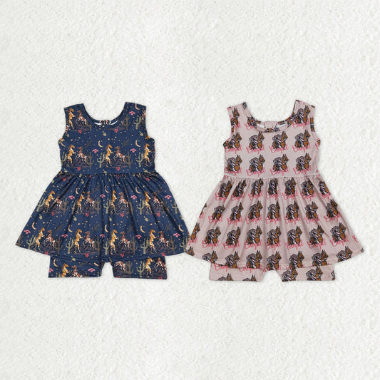 Sibling Baby Girls Sleeveless Back Zip Short Tunic Western Jumpsuits