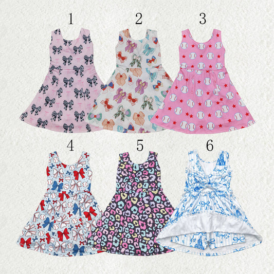 Sibling Baby Girls Bows Leopard Active Yoga Athletic Dresses