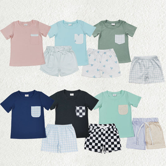 Sibling Baby Boys Pockets Tee Shirts Shorts Summer Clothes Sets