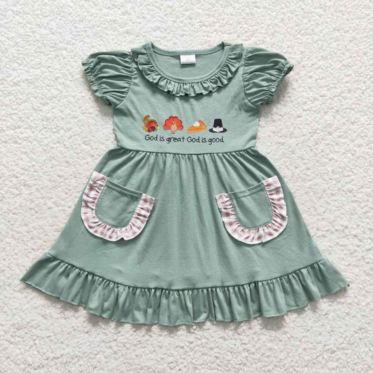 GSD0481 baby girl clothes god is great vinyl pattern thanksgiving dress