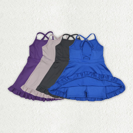 Sibling Baby Girls Strap Knit Knee Length Short Yoga Active Wear Athletic Dresses