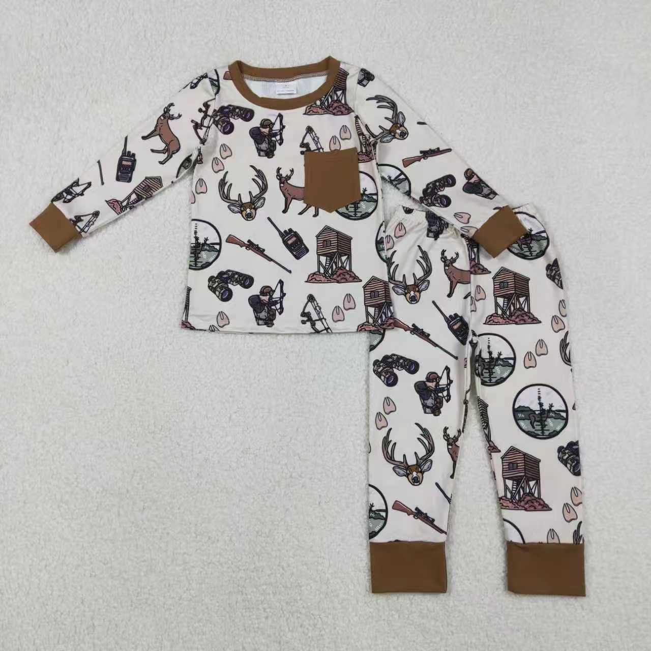 Sibling Baby Boys Girls Deer Hunting Top Pants Pajamas Sets