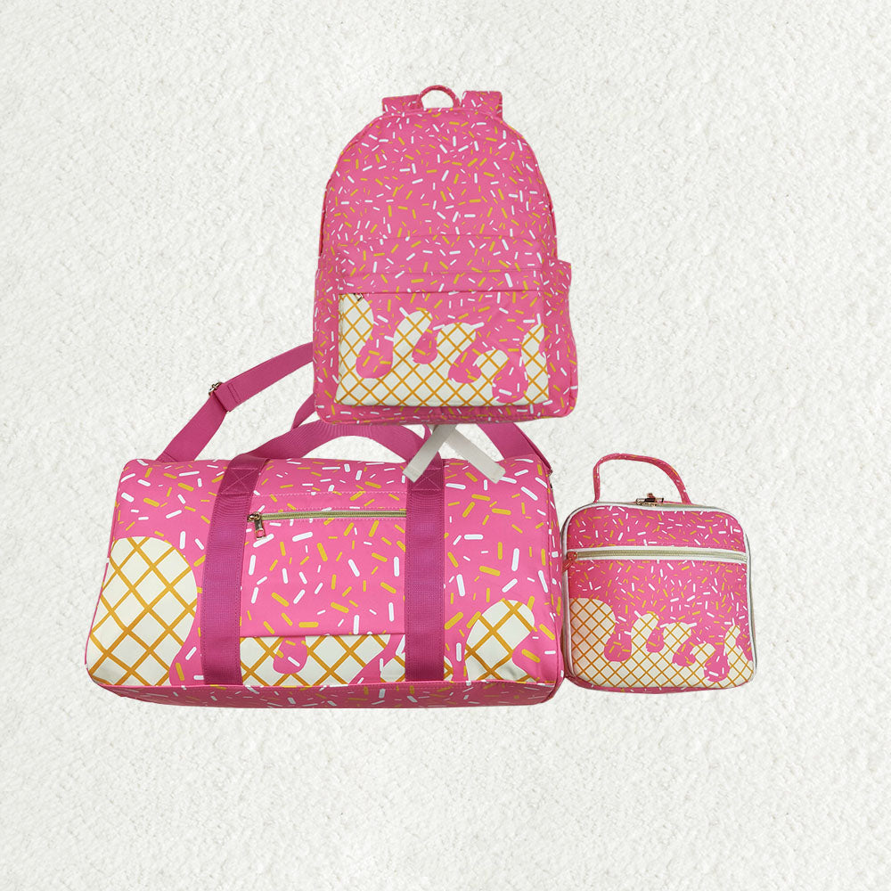 Sibling Pink Ice Cream Drip Zipper Gym Bags Lunch Box