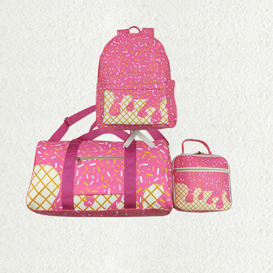 Sibling Pink Ice Cream Drip Zipper Gym Bags Lunch Box