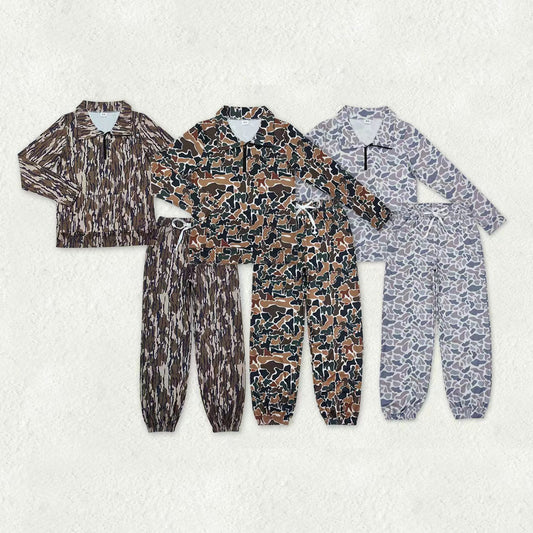 Sibling Adult Women Southern Camo Zipper Pullovers Yoga Active Pockets Jogger Clothes Sets