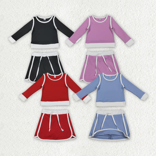 Sibling Baby Girls Long Sleeve Top Skirt Shorts Yoga Active Clothes Sets