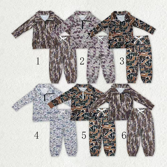 Sibling Baby Boys Camo Zipper Pullover Top Pockets Jogger Pants Southern Clothes Sets