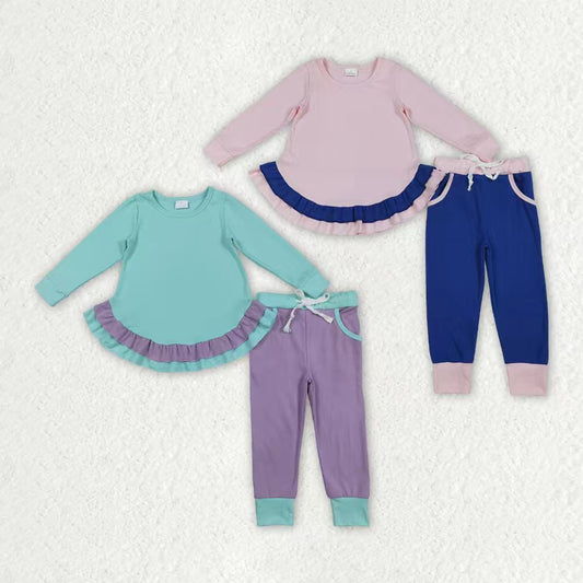 Sibling Baby Girls Long Sleeves Ruffle Tunic Pockets Leggings Pants Clothes Sets