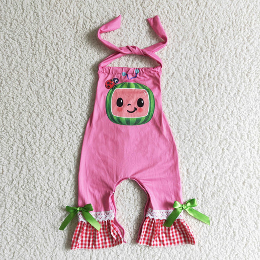 cartoon pink halter romper B10-30