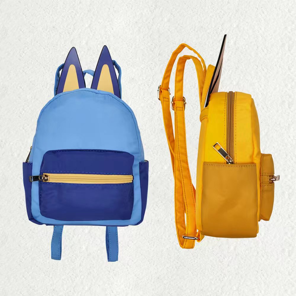 Two Colors Sibling Baby Kids Blue Orange Dogs Backpacks Bags