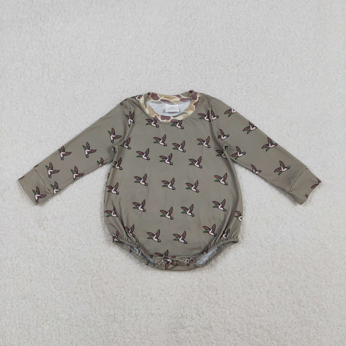 Sibling Baby Boys Long Sleeve Ducks Plaid Hunting Rompers