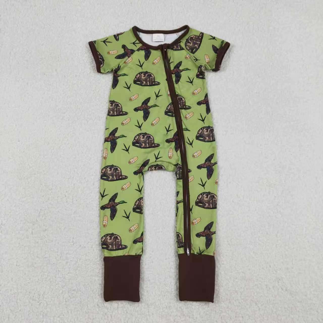 Sibling Baby Boys Camo Hats Ducks Pants Hunting Pajamas Set Zipper Rompers