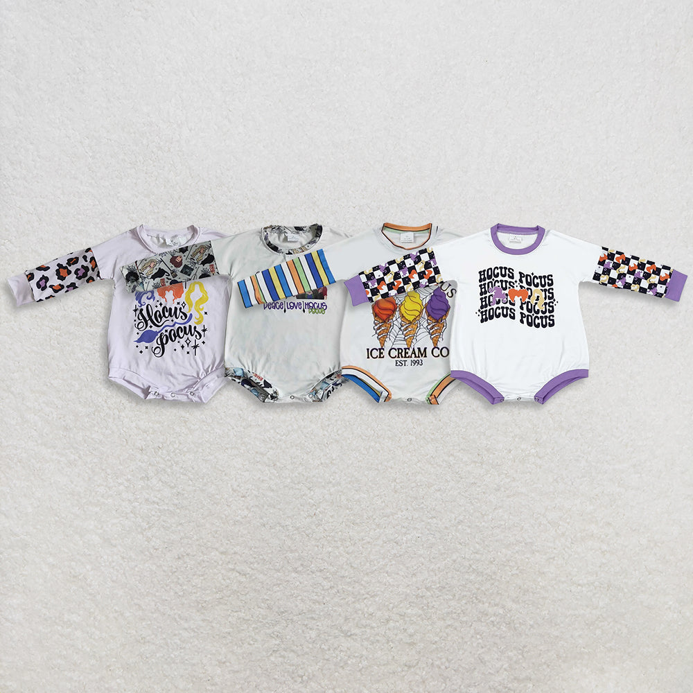 Sibling Baby Girls Halloween Long Sleeves Witches Hocus Pocus Rompers