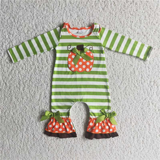 6 A10-26 baby girls pumpkin embroidered striped jumpsuits-promotion 2023.10.4