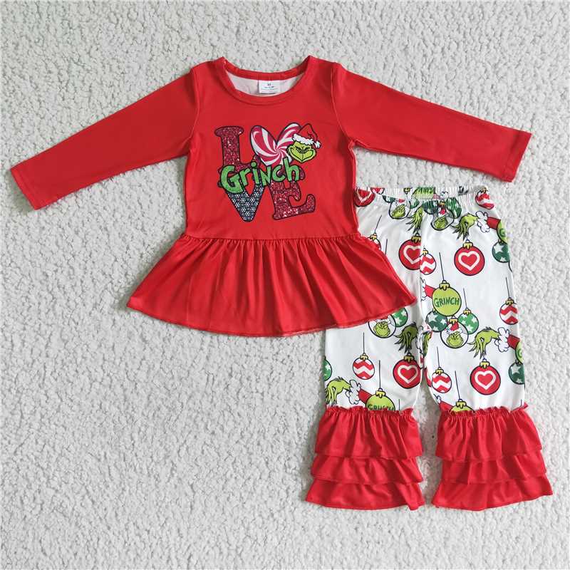 6 A10-27 girls red Xmas cartoon outfit