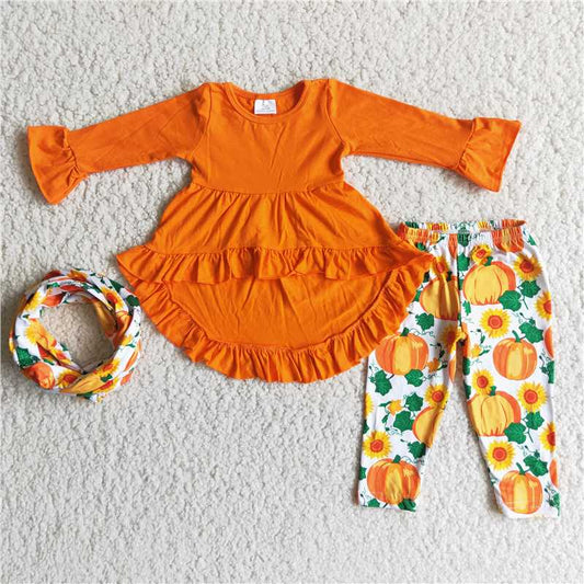 Orange tunic Tops pumpkin bottoms sets 6 A11-15