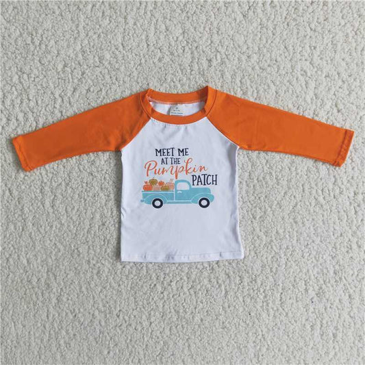 6 A11-17 BOYS thanksgiving Pumpkin orange T-shirt-promotion 2023.10.4